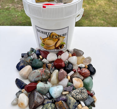 HALF GALLON NATURAL CRYSTAL TUMBLED STONE MINING BUCKET