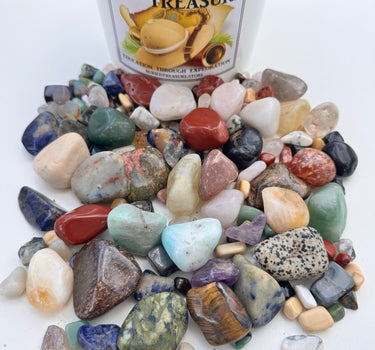 HALF GALLON NATURAL CRYSTAL TUMBLED STONE MINING BUCKET