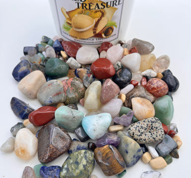 HALF GALLON NATURAL CRYSTAL TUMBLED STONE MINING BUCKET