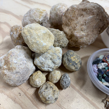 DIRTY DOZEN GEODE MINING BUCKET PLUS NATURAL CRYSTAL RAW STONES ...