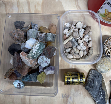 THE MEGALODON ONE GALLON NATURAL CRYSTAL AND FOSSIL MINING BUCKET