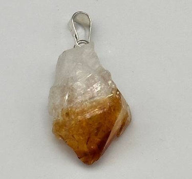 Citrine Point Silver Plated Bail Pendant