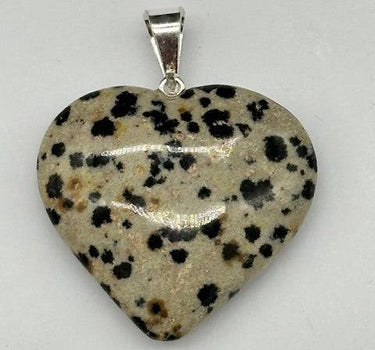 Dalmatian Jasper Crystal Heart Bail Pendant